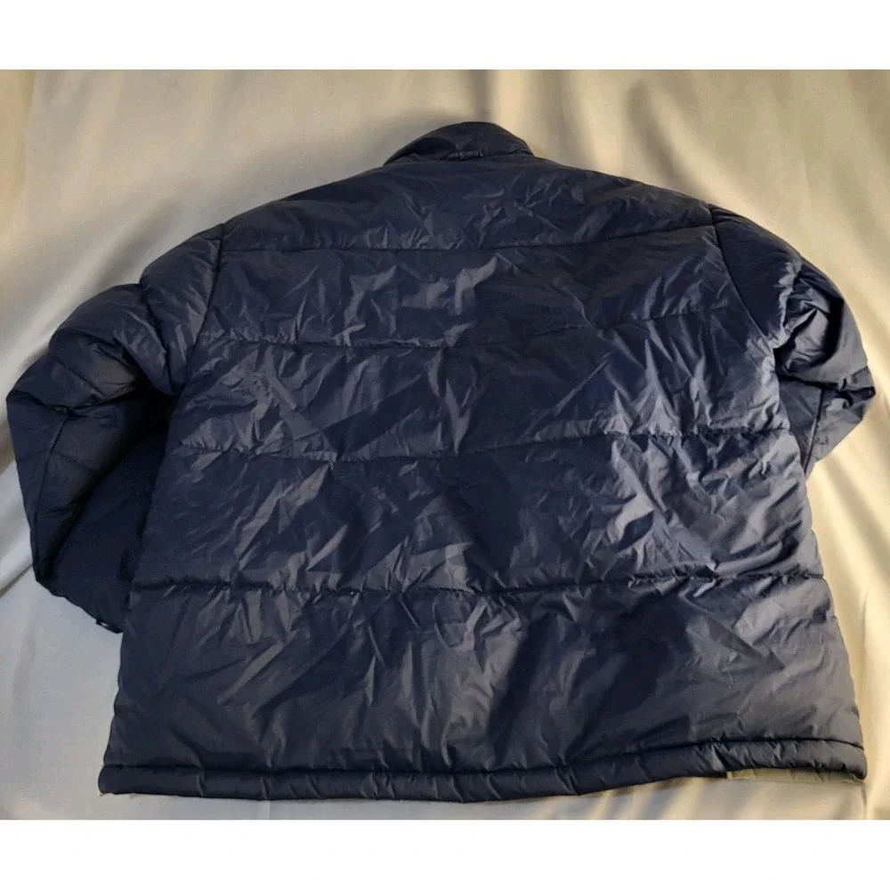 Vtg Starter Mens L Down Full Zip Winter Jacket Coat Navy White 2 Pockets